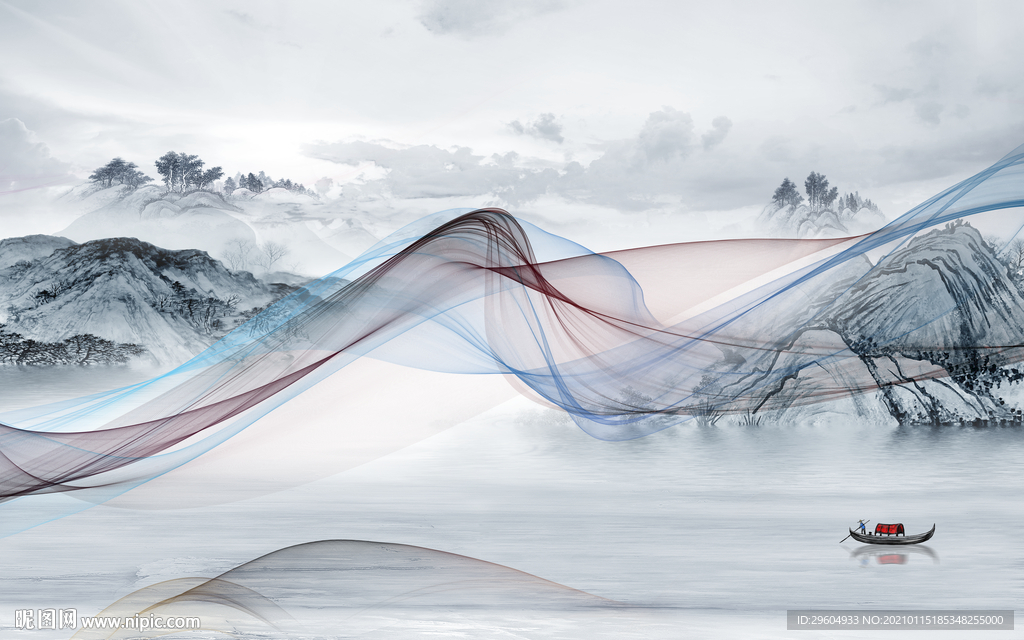 高清 客厅轻奢山水 tif分层