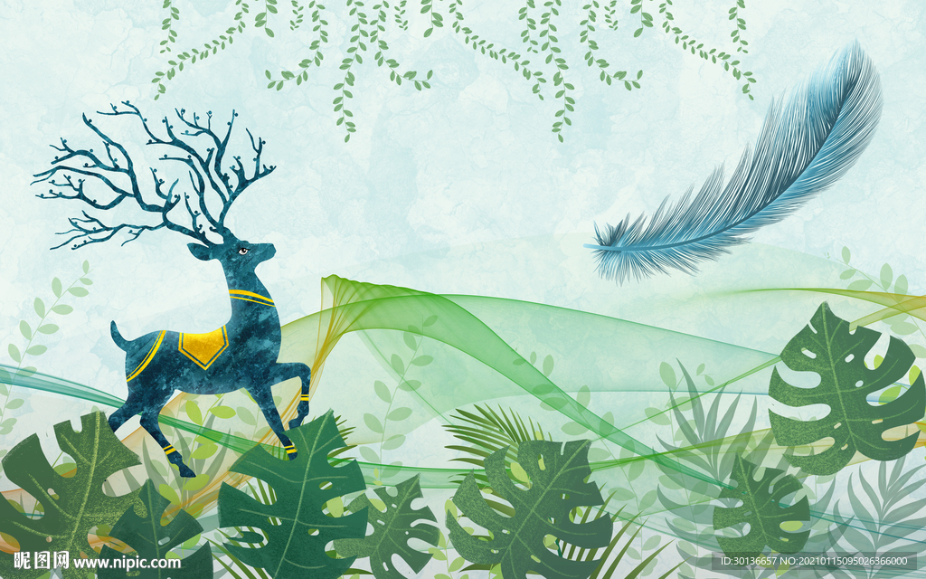 麋鹿时尚装饰画 TIF分层