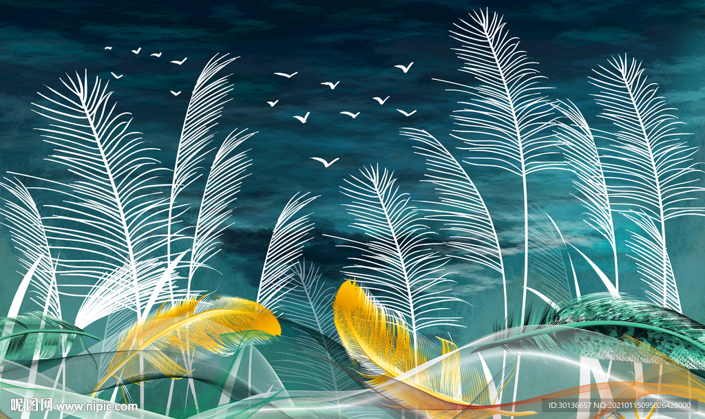 羽毛时尚新装饰画 TIF分层