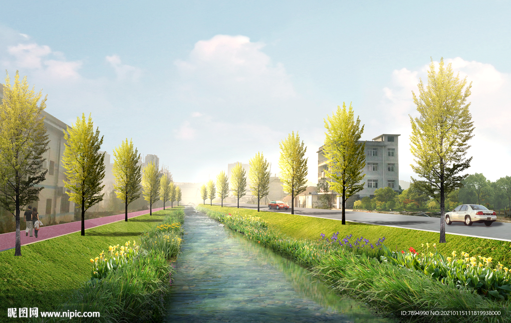 河道改造景观效果图