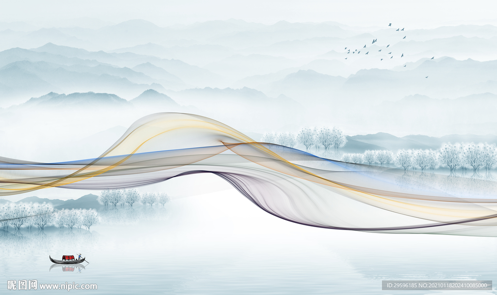 高档 新最新山水画 tif分层