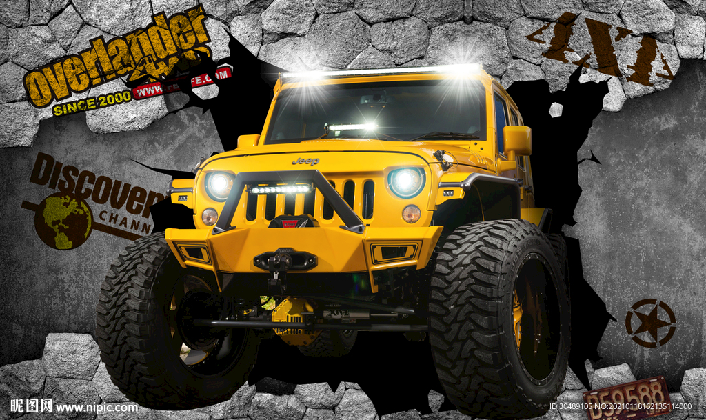 3D复古汽车背景墙