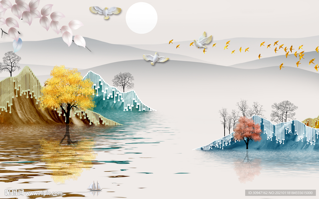 简约欧式无框新画 TIF分层