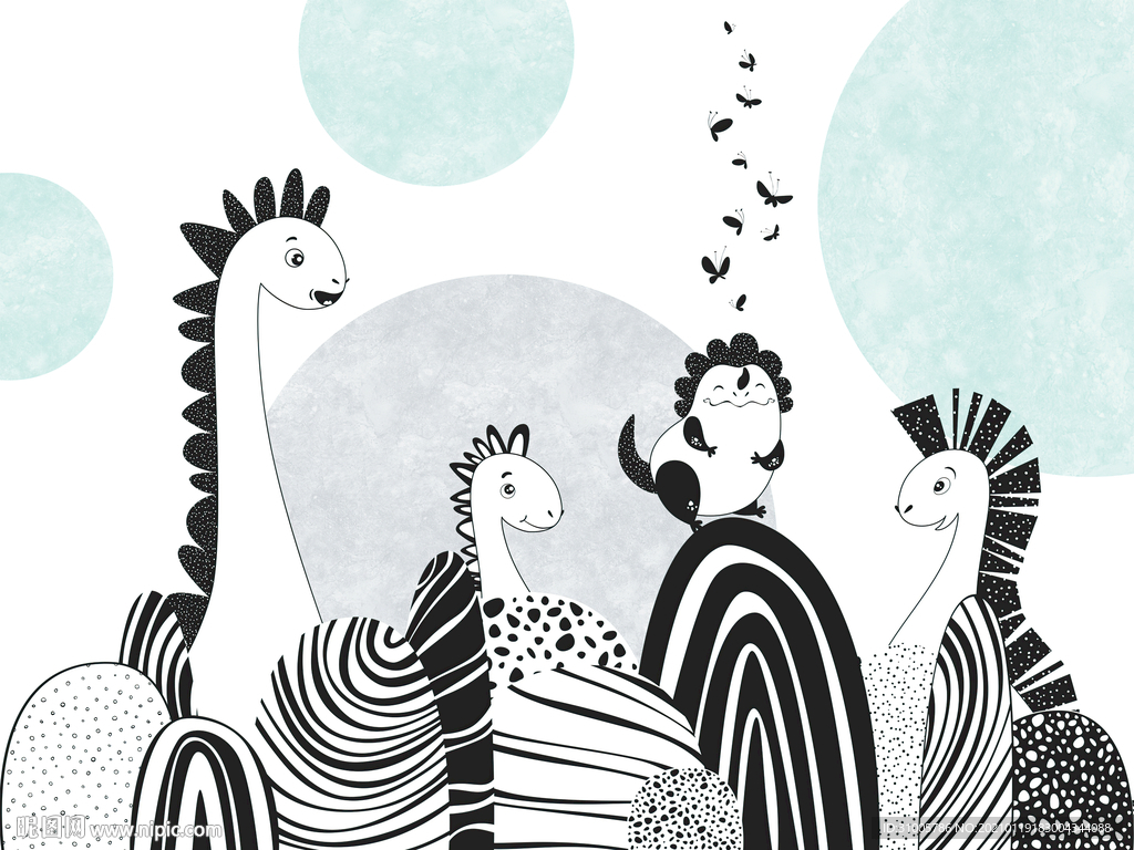 卡通恐龙背景墙