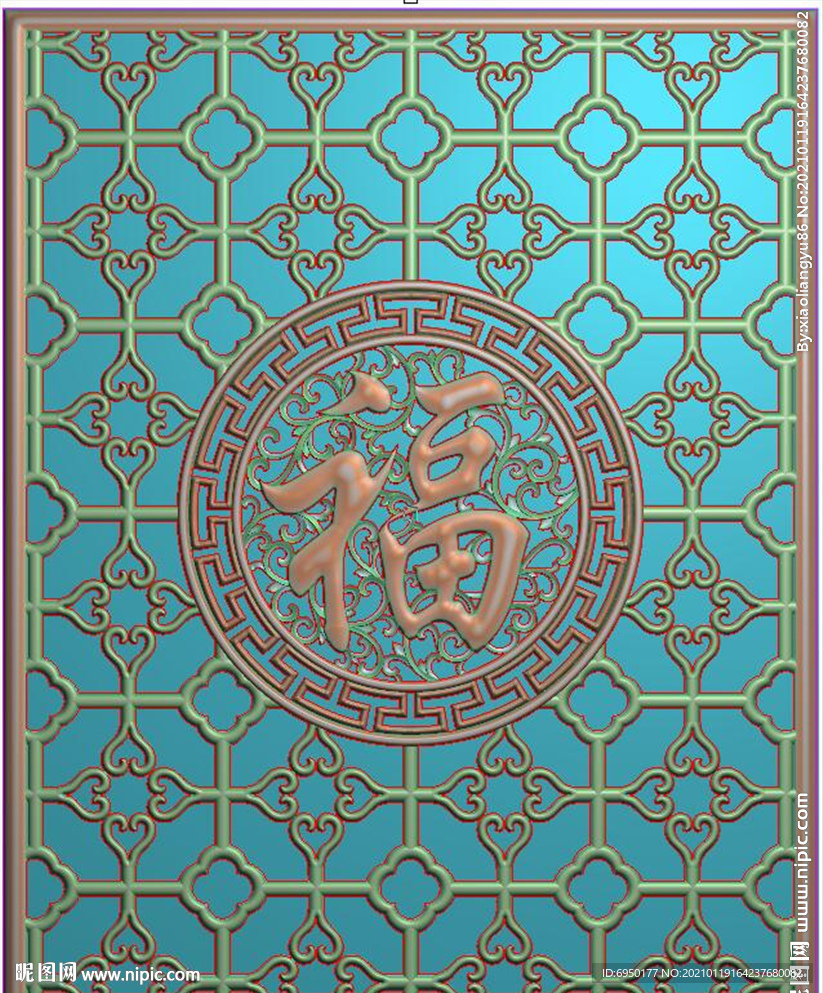 镂空洋花门花福字花格精雕图浮雕