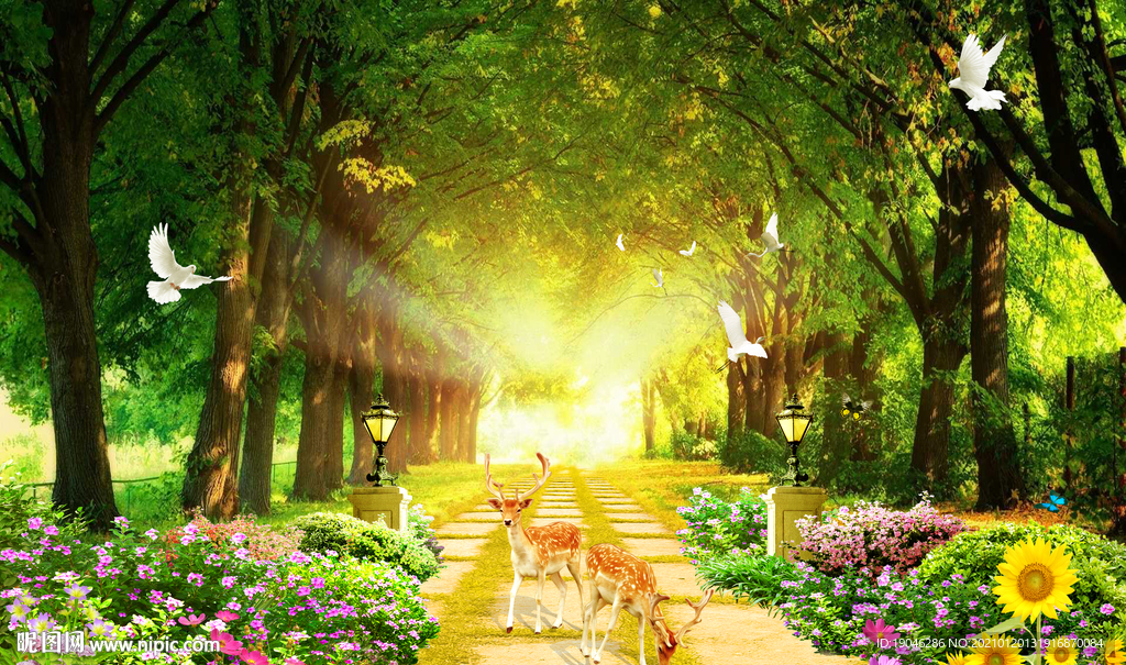 黄金大道风景背景墙