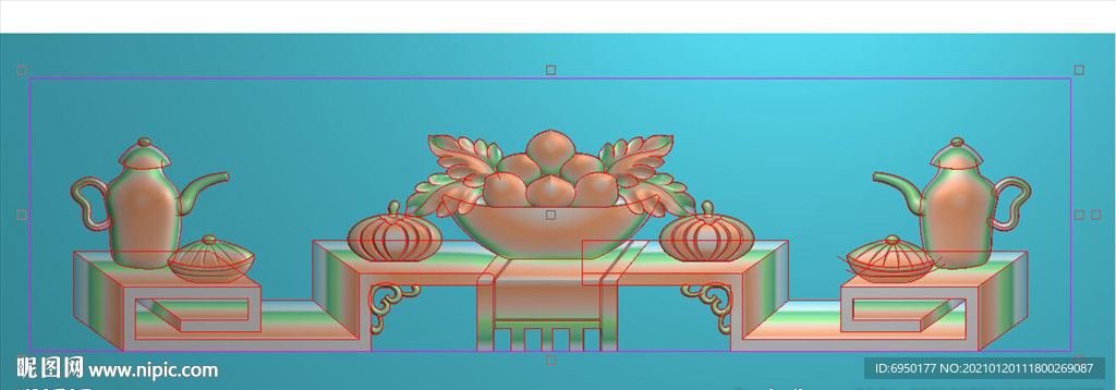 博古花瓶古建花板精雕图浮雕灰度