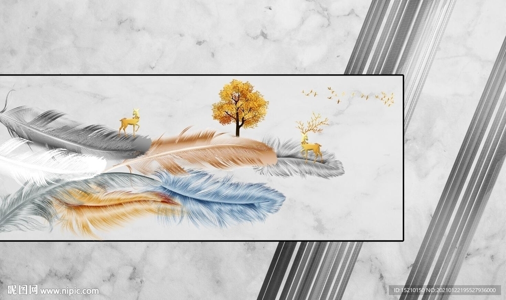 大理石发财树电视背景墙