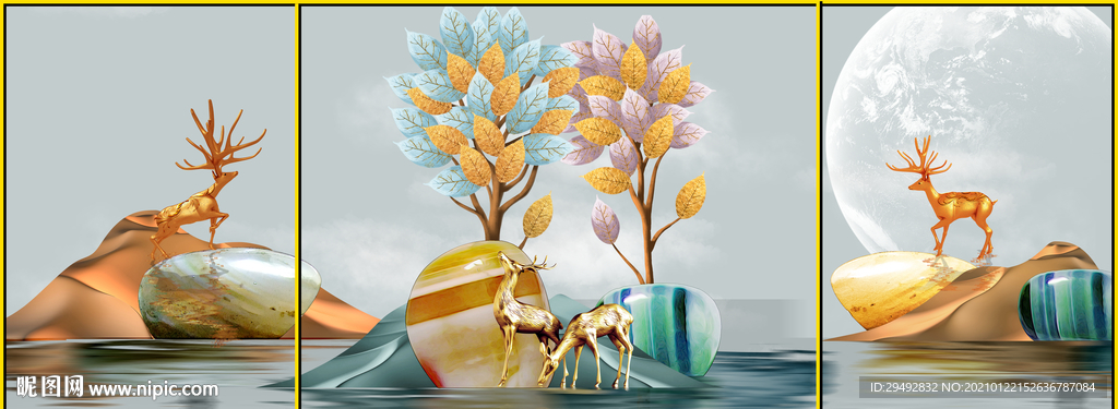 新中式石来运转装饰画