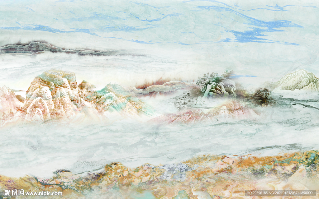 简约新意境山水画 tif分层