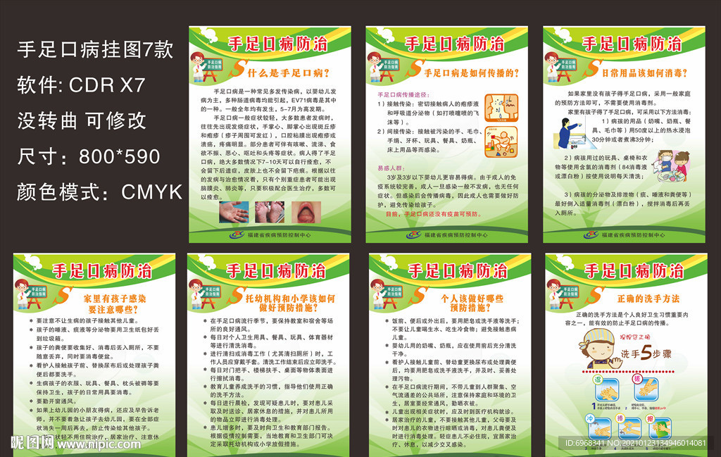 预防手足口病板报展板7件套装