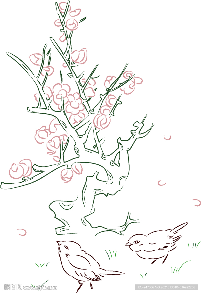 花树鸟 矢量图