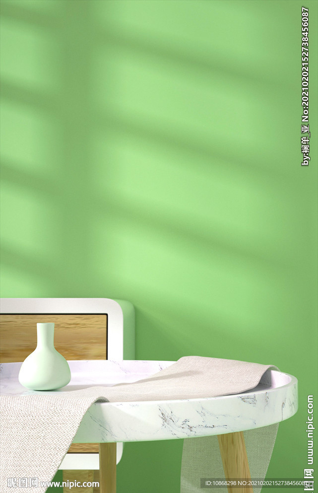 清新绿色室内电商详情背景素材