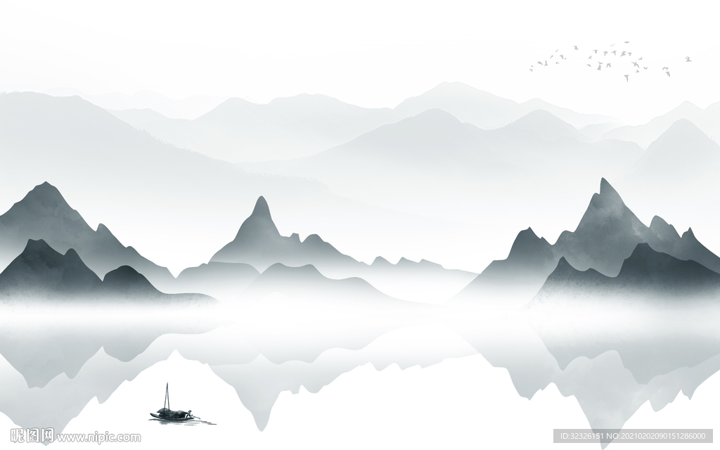 中国风意境新山水画 TIF分层