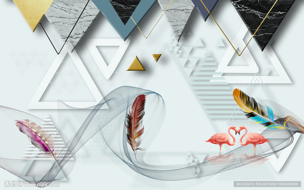 现代北欧背景墙 TIF分层