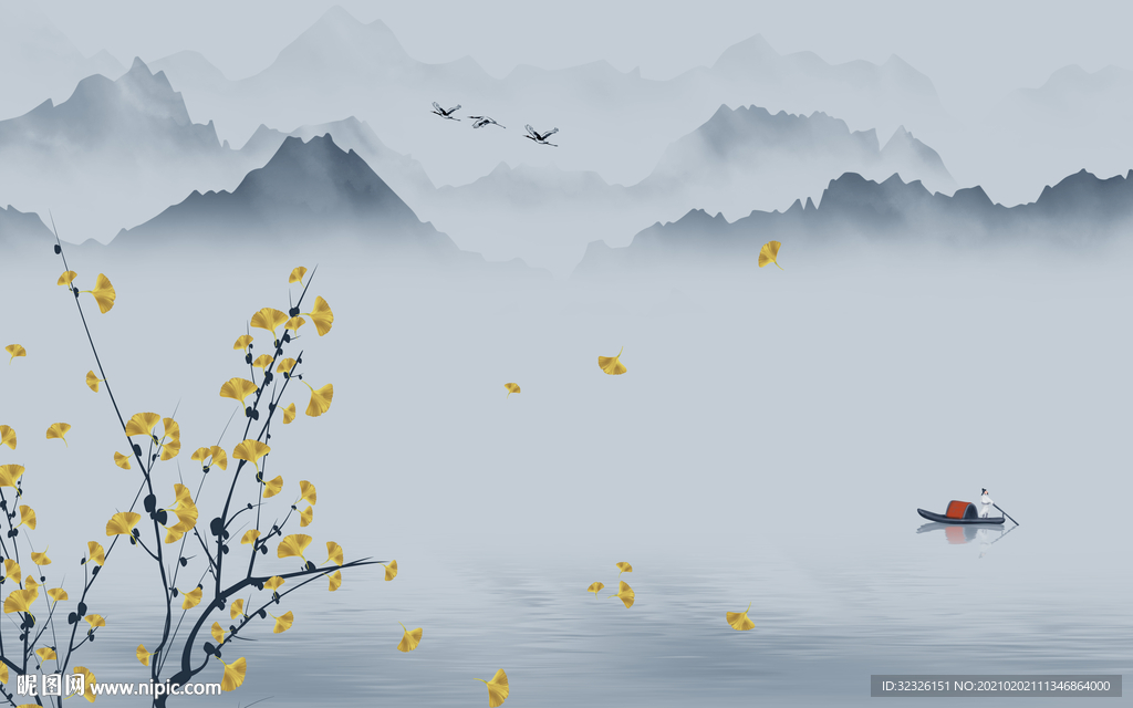 大气轻奢新山水画 TIF分层