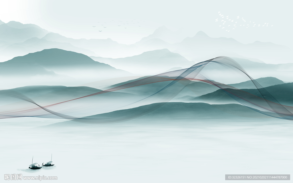 高档轻奢新山水画 TIF分层