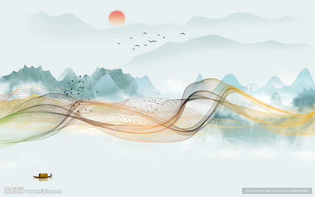 背景墙轻奢新山水画 TIF分层