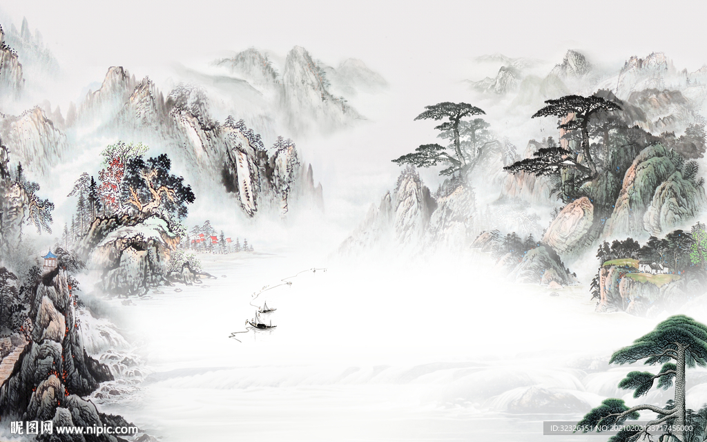 轻奢大气新山水画 TIF分层