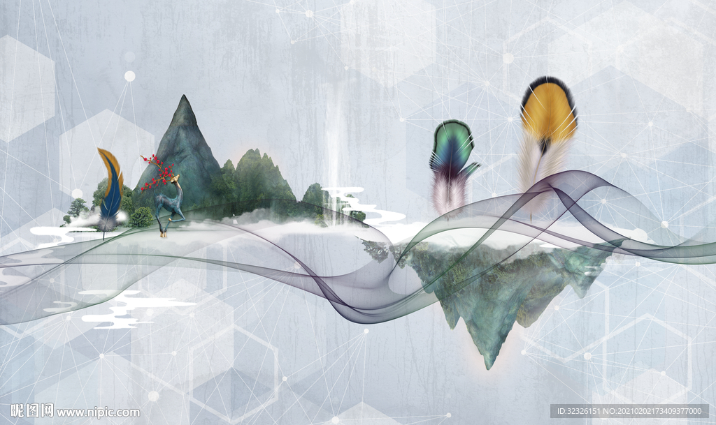 立体北欧背景墙 TIF分层