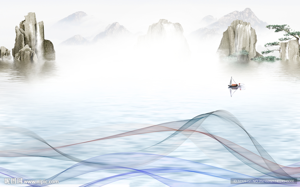 高清 简约山水画 TIF分层