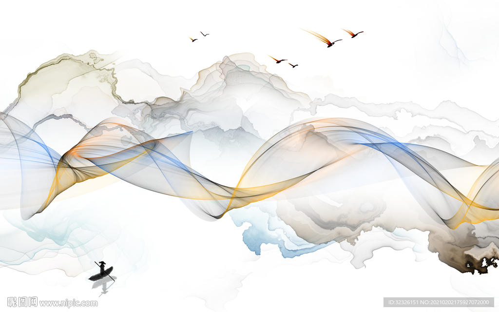 新款简约山水画 TIF分层