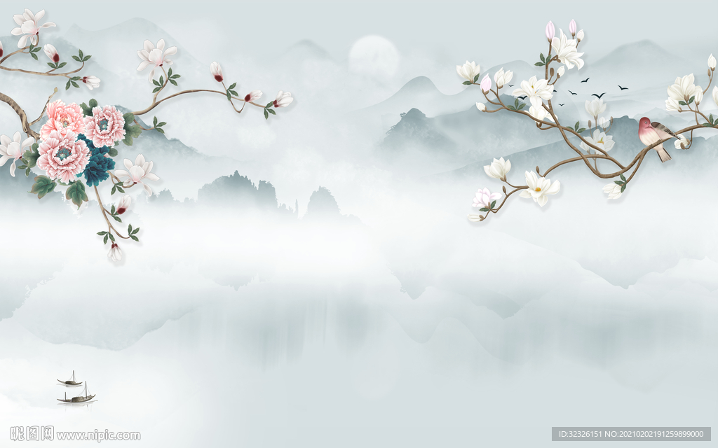 新中式新款山水画 TIF分层