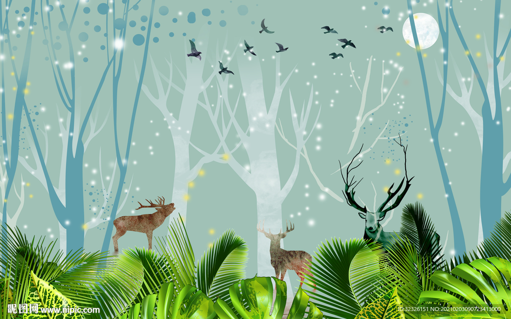 麋鹿 北欧新装饰画 TIF分层