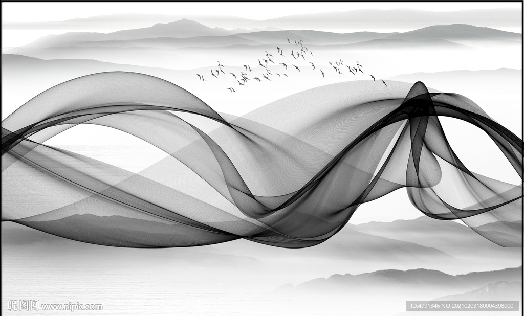 丝带飘带客厅背景墙