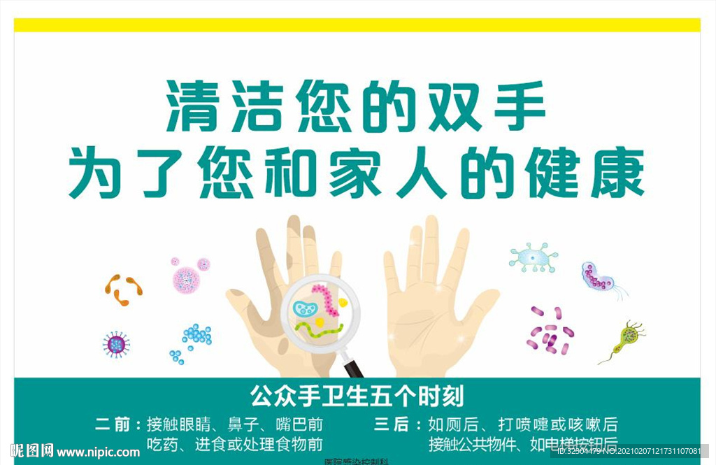 手卫生清洁双手细菌双手放大镜