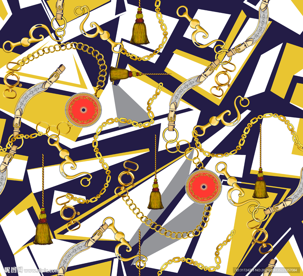 大牌 链条 花朵 方巾