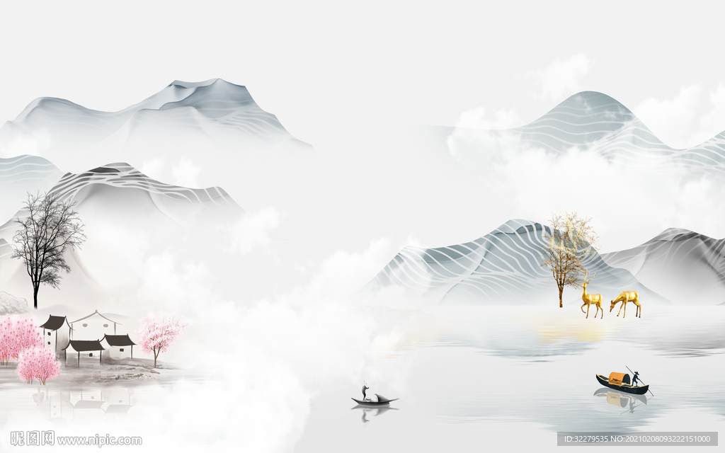 意境新人气山水画 文件分层画