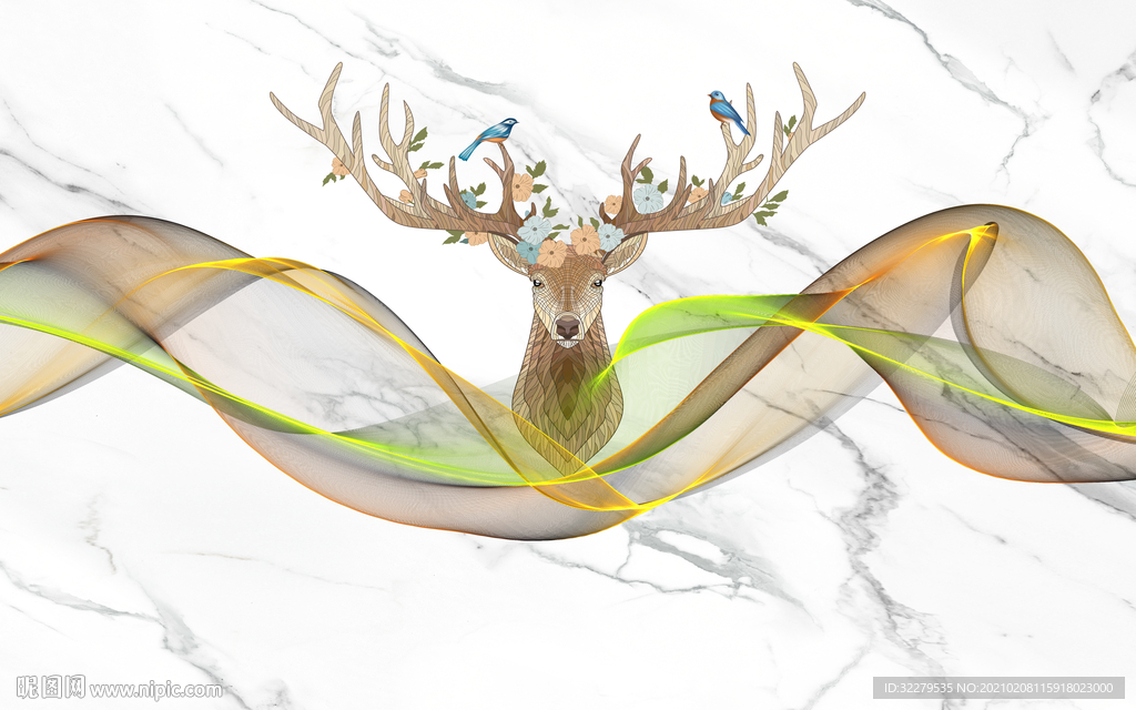 麋鹿线条新爵士白 tif合层