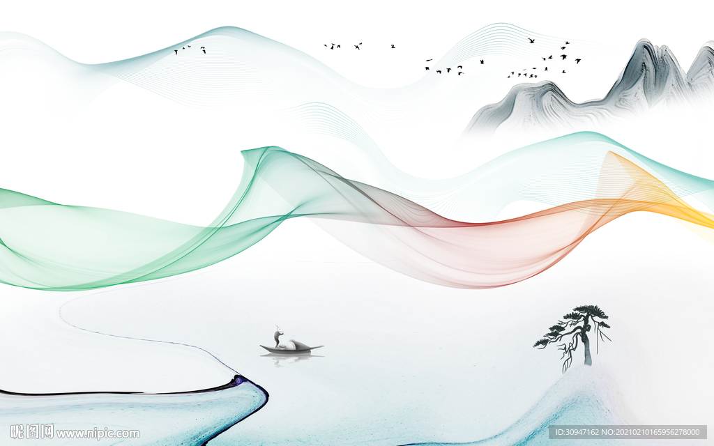 中国风高端意境山水 TIF分层