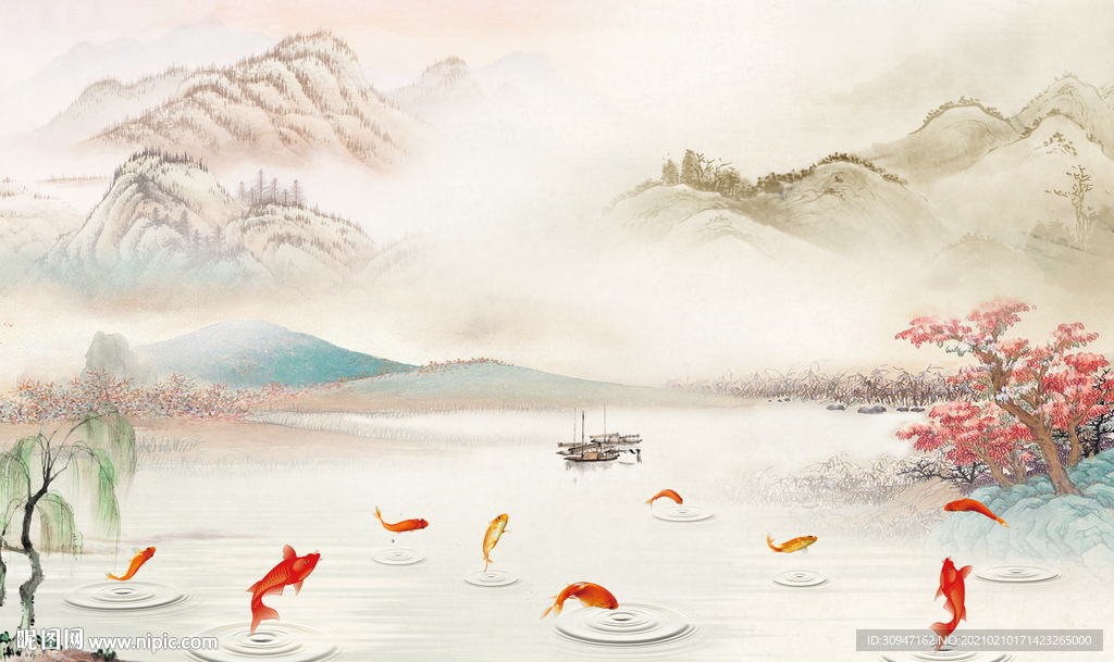 国画高端意境山水 TIF分层