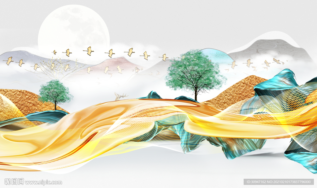 简约古风意境山水 TIF分层