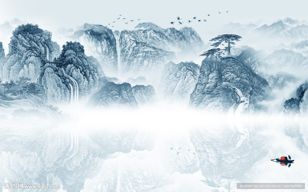 最新古风意境山水 TIF分层