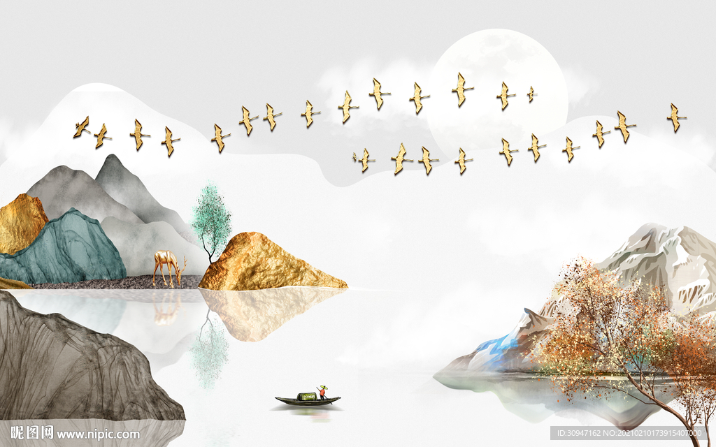 现代古风意境山水 TIF分层