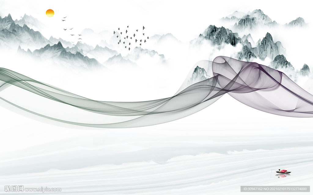 别墅古风意境山水 TIF分层