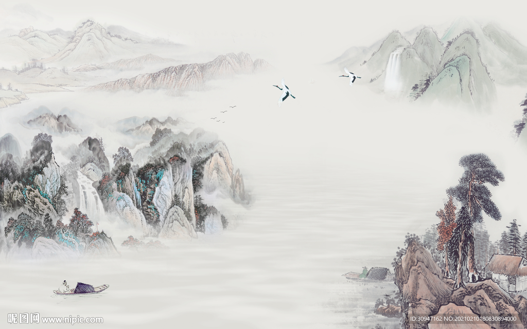 现代古风意境山水 TIF分层