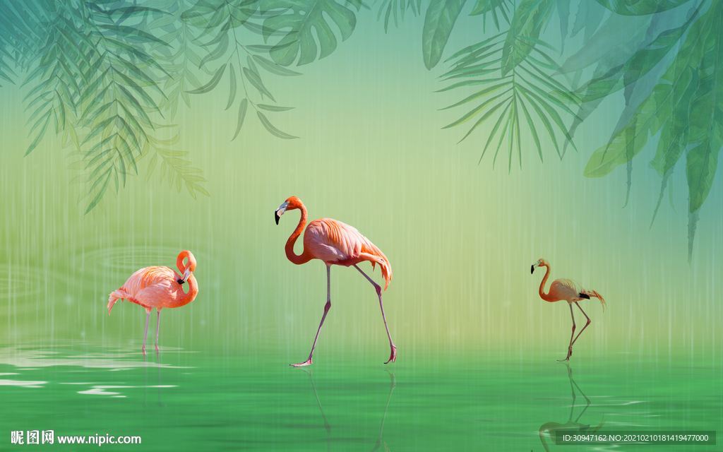 火烈鸟欧式大气新画 TIF分层