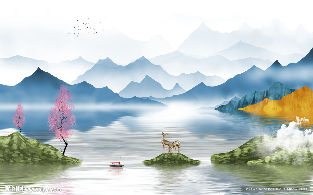 高清 古风意境山水 TIF分层