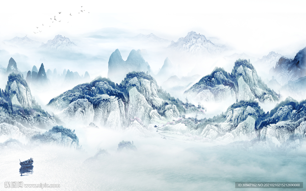 中国风古风意境山水 TIF分层