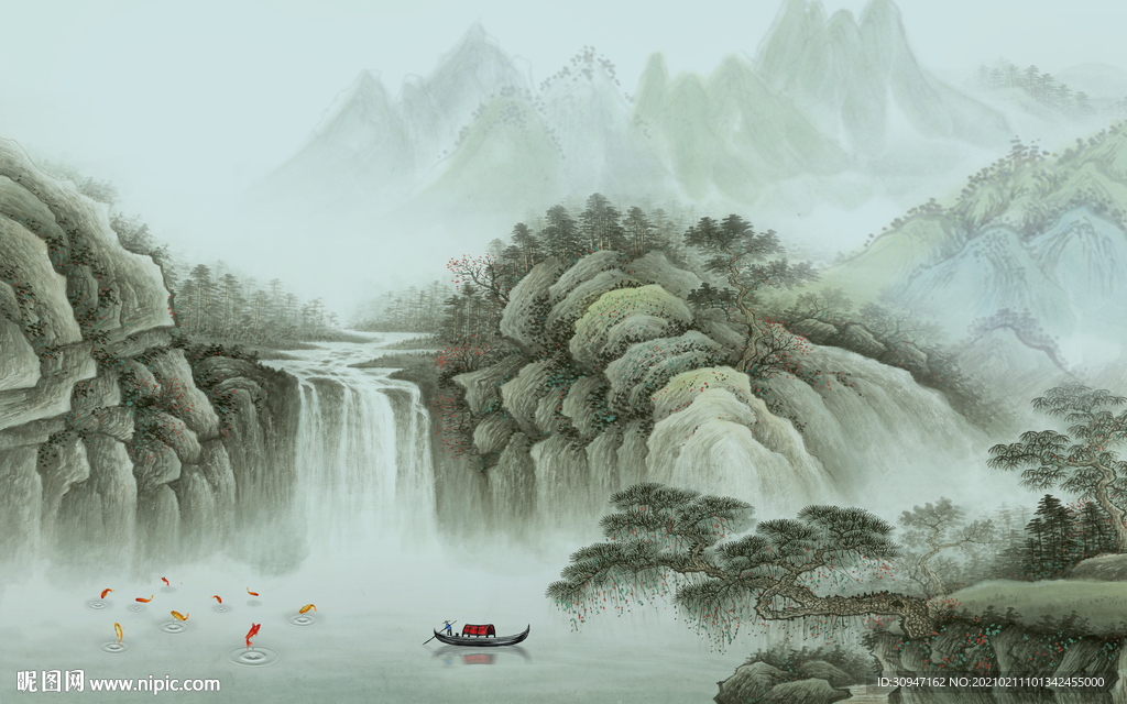 客厅简约意境山水 TIF分层