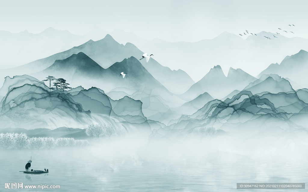 爆款简约意境山水 TIF分层