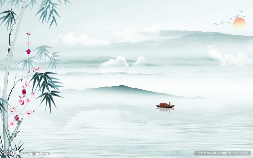 人气 简约意境山水 TIF分层