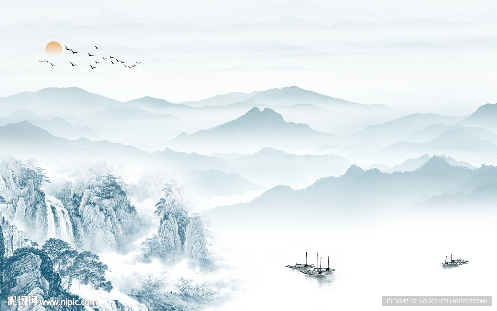 最新简约意境山水 TIF分层