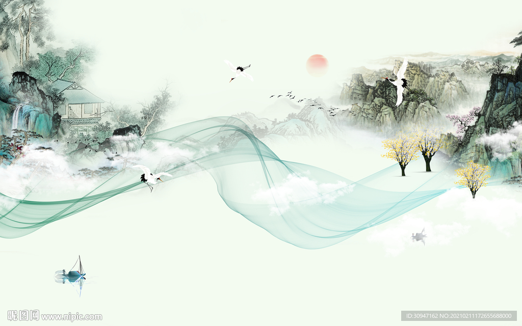 古风简约意境山水 TIF分层