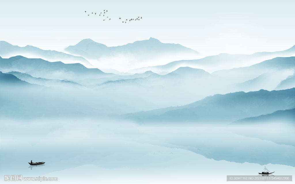 中式 简约意境山水 TIF分层