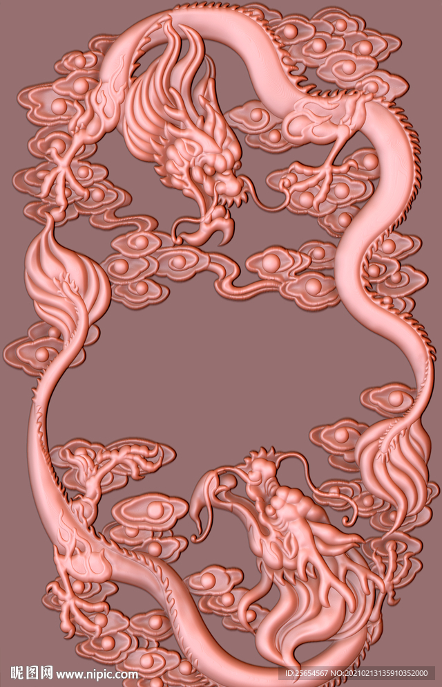 仿古浮雕龙纹玄关